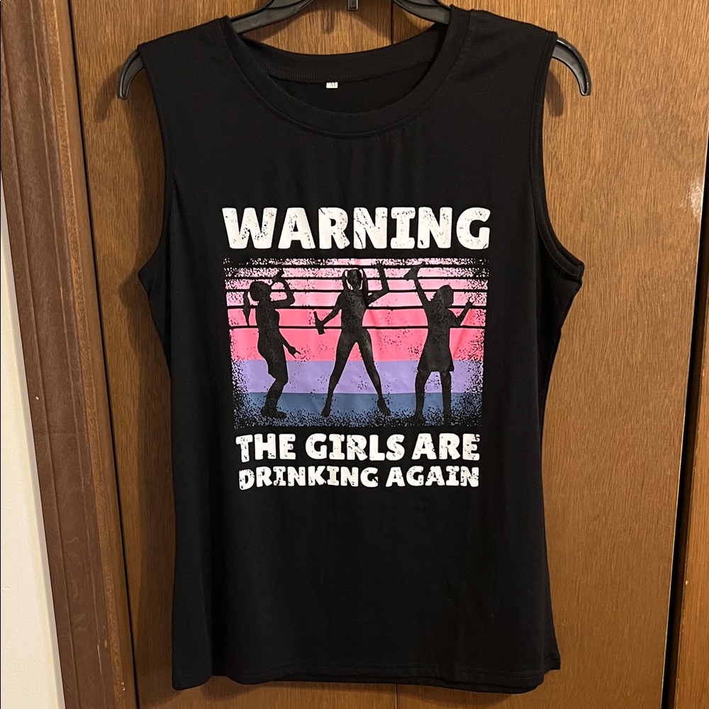 Black Graphic Sleeveless Top